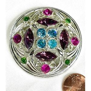 SARAH COVENTRY 1972 SPRINGTIME Brooch Purple Blue Pink Vtg Estate Jewelry F22